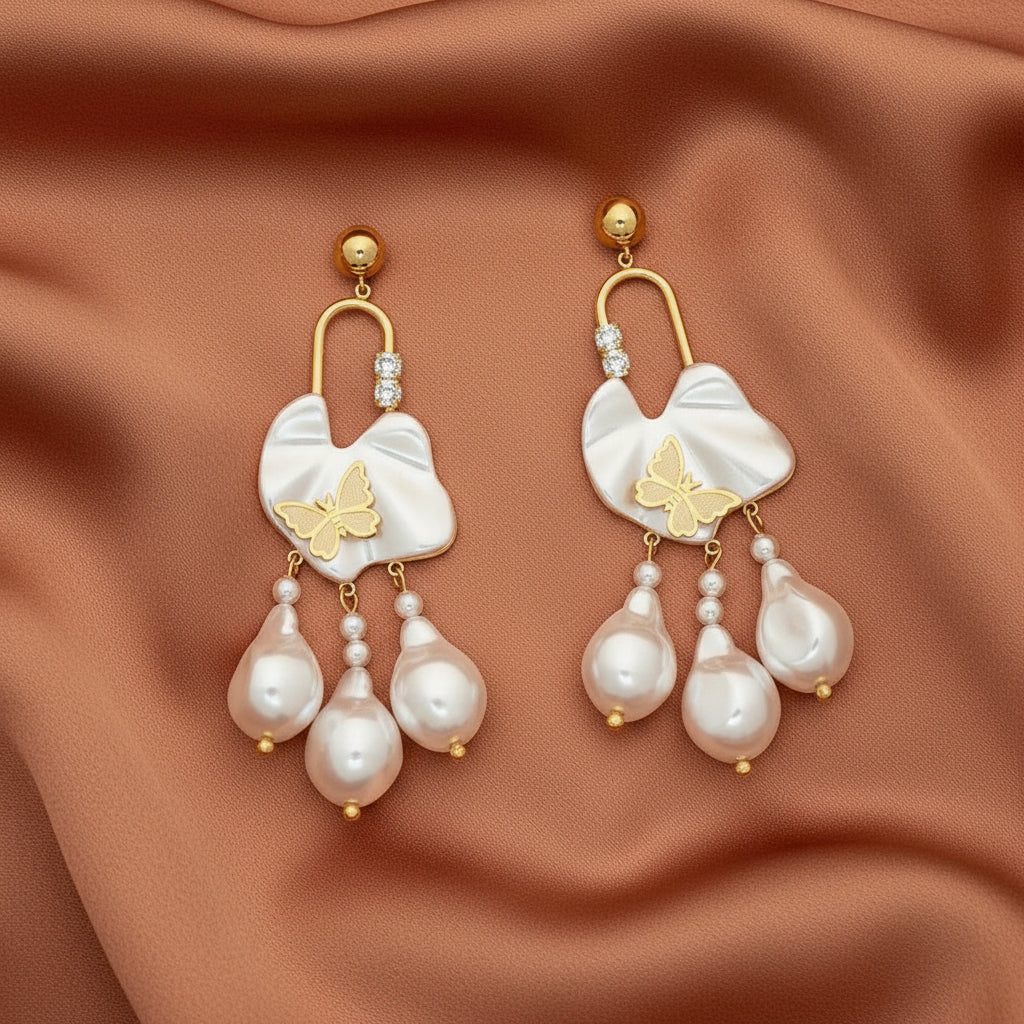 Butterfly Pearl Danglers