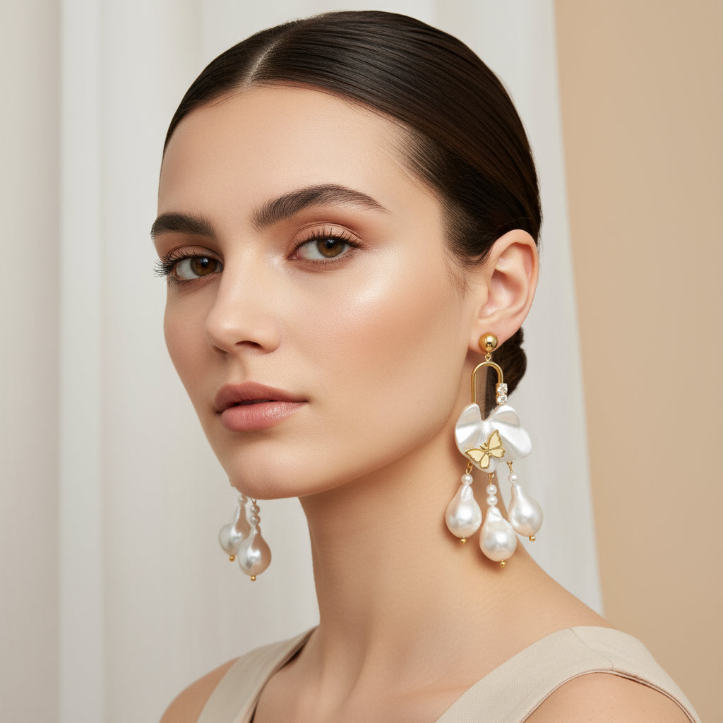 Butterfly Pearl Danglers